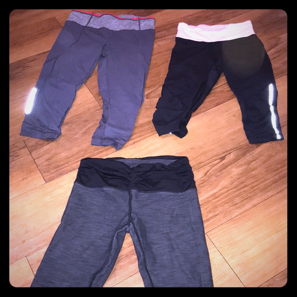 Three pairs of Lululemon leggings